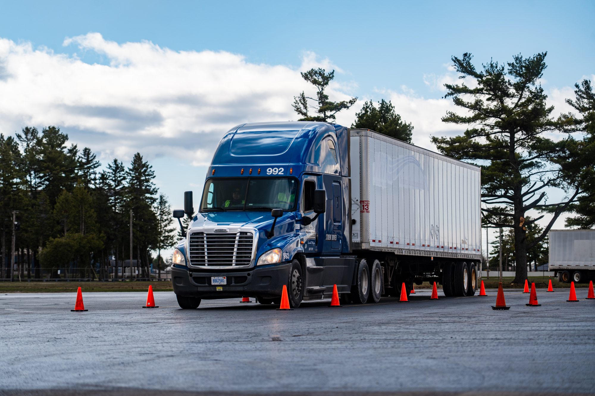 Midwest students training on the CDL driving range